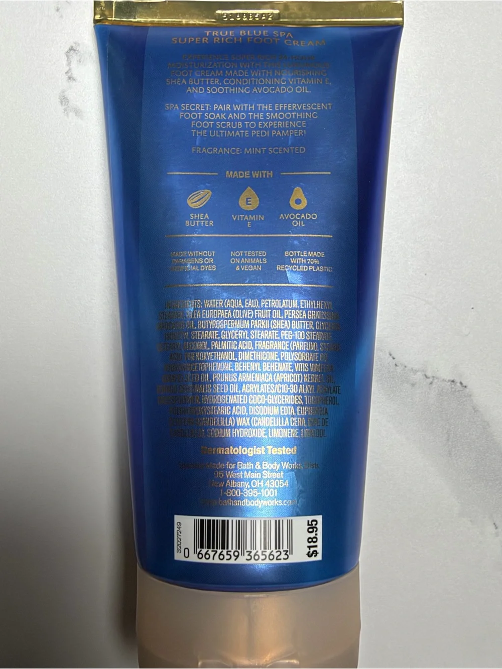 Bath & Body Works Black Tote with Blue True Blue Spa Creams Bundle